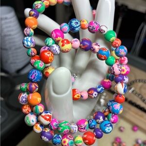 Colorful Floral Beaded wrap wire Bracelet